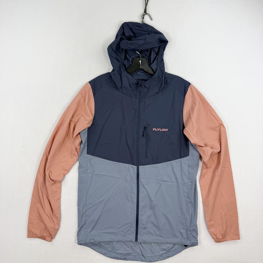 Flylow Davis Hooded Windbreaker Jacket Size S Mens Gray Mauve NEW